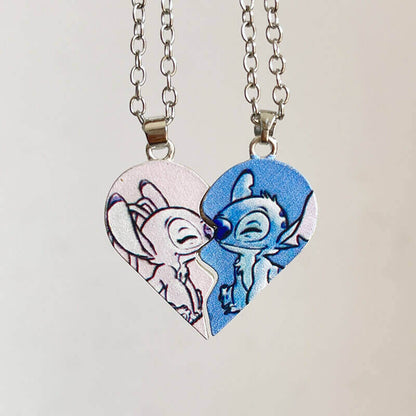 Stitch and Angel Heart Magnetic Necklace