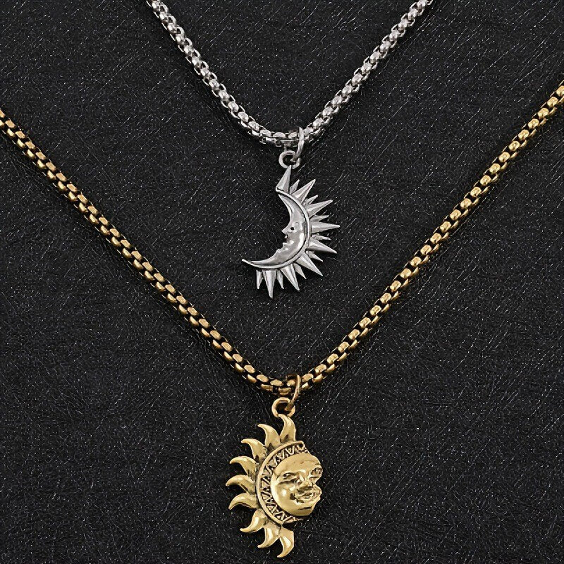 Sun & Moon Matching Couple Necklace Set