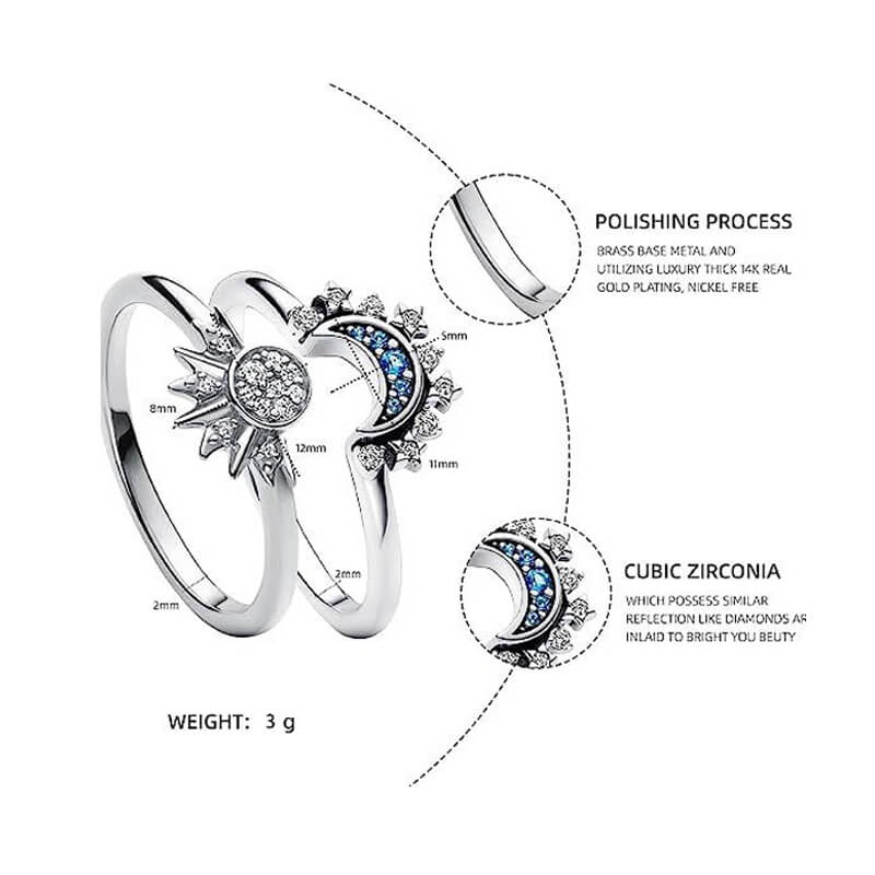 Sun and Moon Ring Set | Worldnetgifts