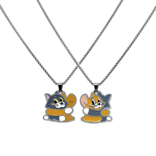 Tom & Jerry Hugging BFF Necklace Set - 2 Piece