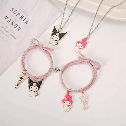 Two Girls Matching Necklaces and Bracelets 4-Piece Set