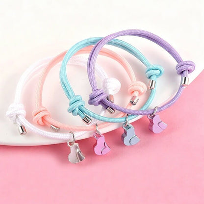 Colorful Magnetic Friendship Cord Bracelets for a Group of 4 Girls
