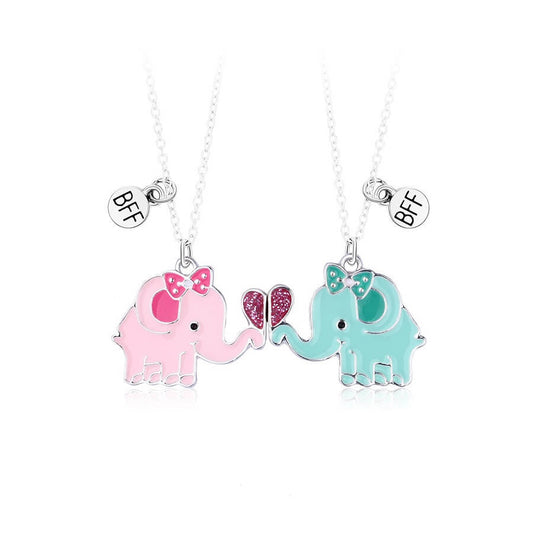 Magnetic Elephant Pendant Necklace for Best Friends