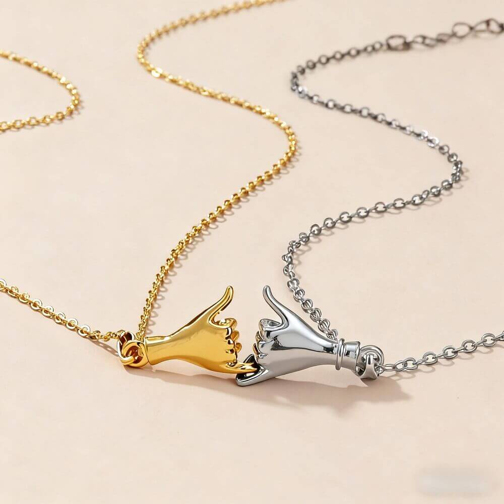 Pinkie Promise Couple Necklaces - Matching Jewelry Set for Couples & Best Friends