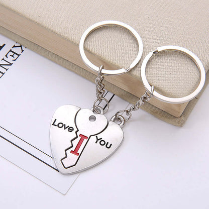 I Love You Heart Shaped Matching Key Chains Necklaces