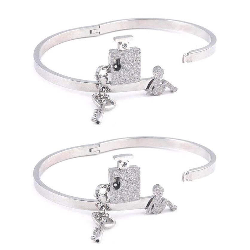 Two girl best friend bracelets silver