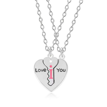 I Love You Heart Shaped Matching Key Chains Necklaces