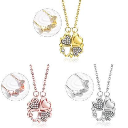 4 Clover Necklace Magnetic Heart Clover Necklace