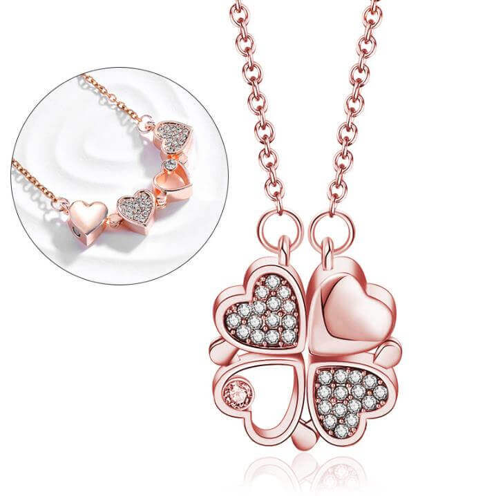 4 Clover Necklace Magnetic Heart Clover Necklace