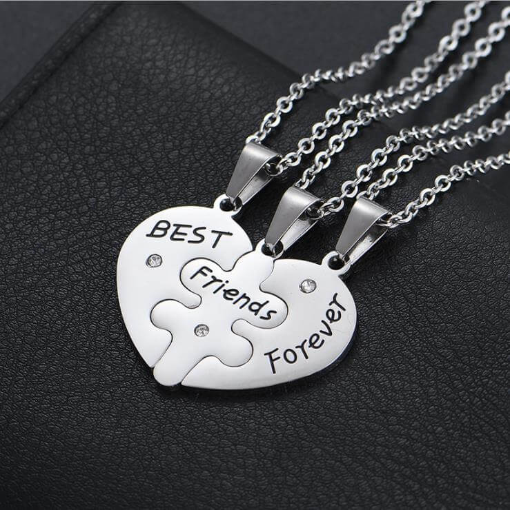 5 Collane Dell'Amicizia Jovivi A Forma Di Puzzle Cuore – Regalo Per Migliori Amiche, Ragazze E Donne, In Lega Ecologica, Con Sacchetto Di Velluto