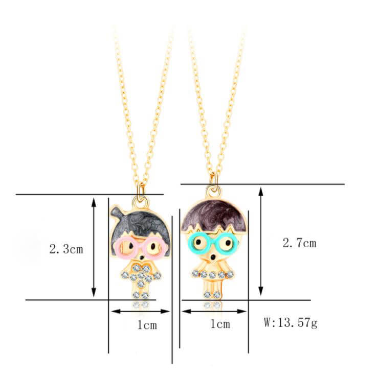 Boy and Girl Pendant Necklace Set