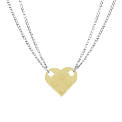 Brick Necklace for Couples Friendship Heart Pendant