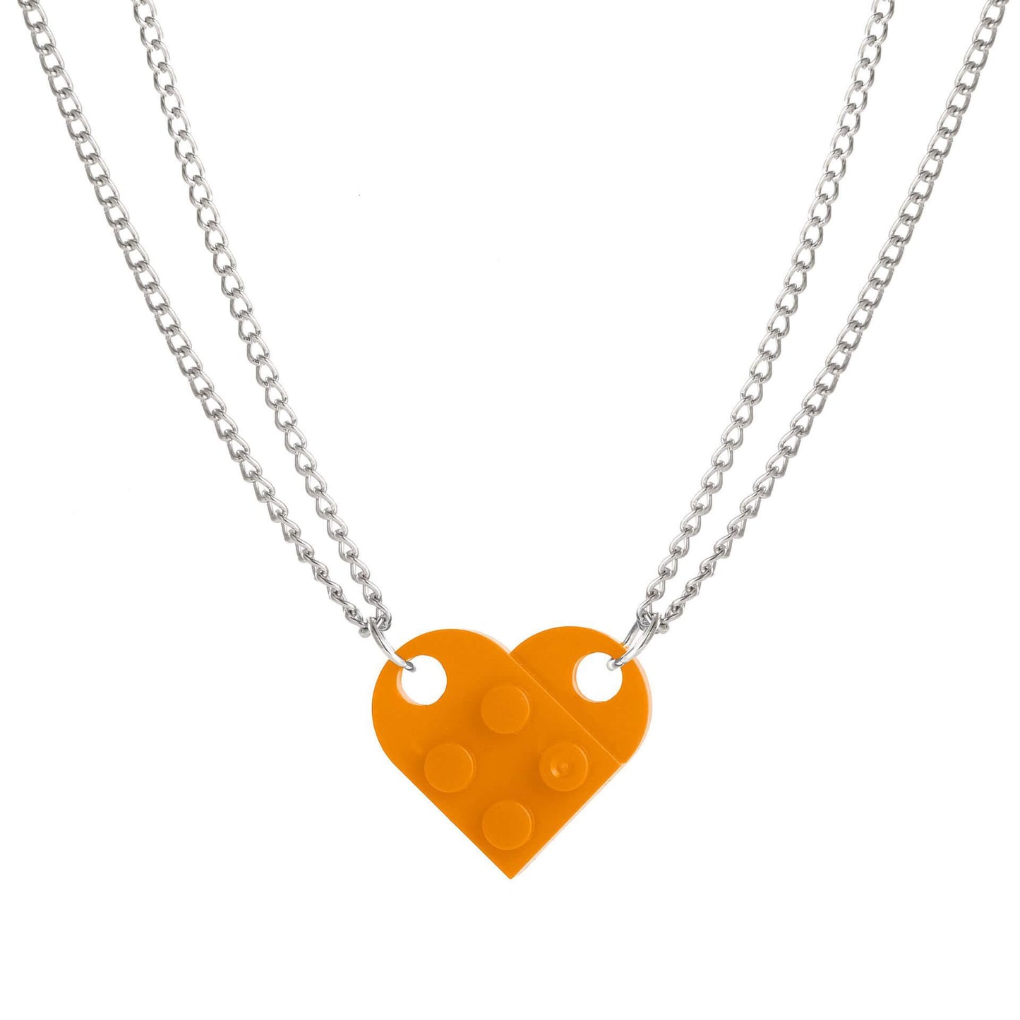 Brick Necklace for Couples Friendship Heart Pendant