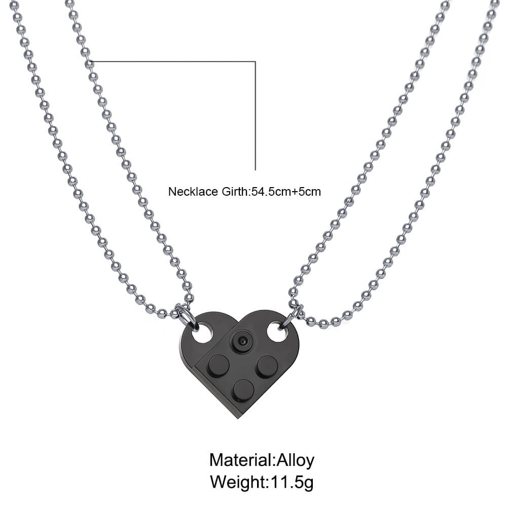 Brick Necklace for Couples Friendship Heart Pendant