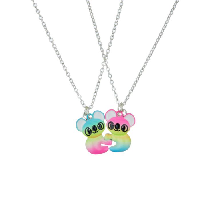 Colorful Cute Raccoon Shape Pendant Necklace for BFF