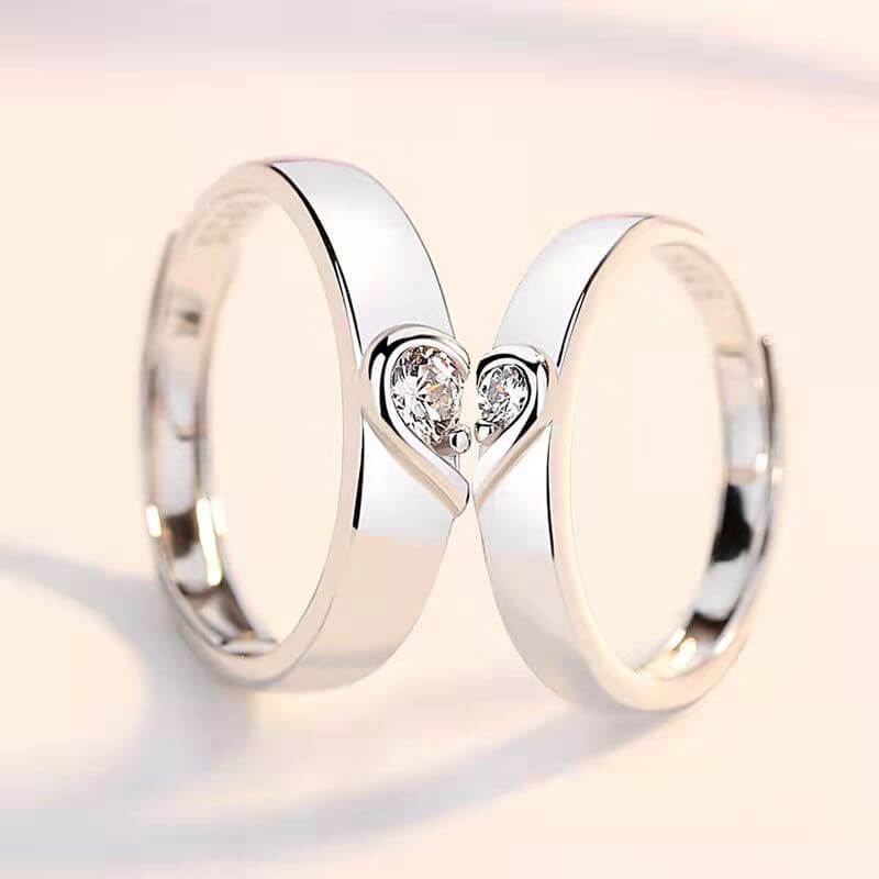 Custom Name Lovers Rings Heart Matching Rings