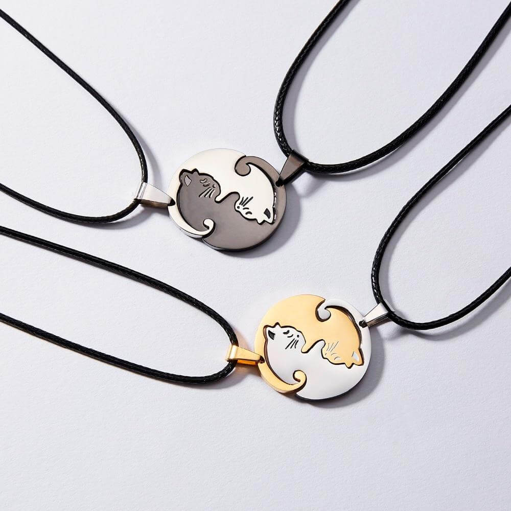 matching cat friendship necklace