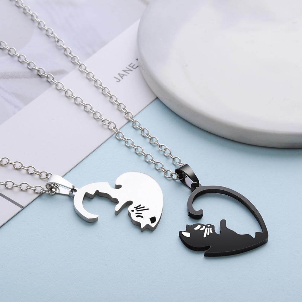 couple cat charm necklace