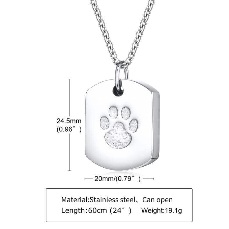 Dog Paw Best Friend Necklace Urn Ashes Keep Memory