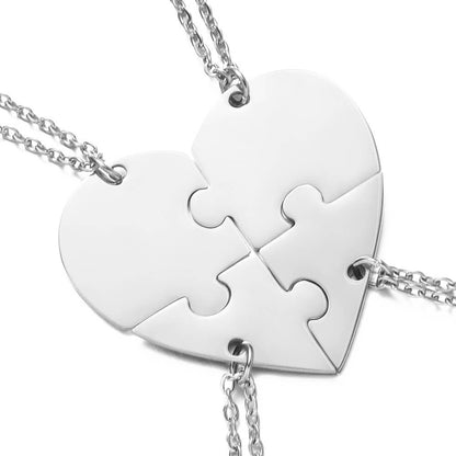 3-7 Pcs/Set Friends Family Engraved Names Heart Shaped Matching Necklaces