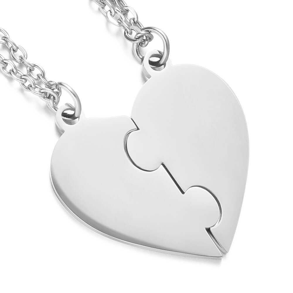 3-7 Pcs/Set Friends Family Engraved Names Heart Shaped Matching Necklaces