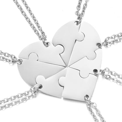 3-7 Pcs/Set Friends Family Engraved Names Heart Shaped Matching Necklaces