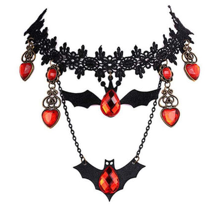 Halloween Bat Lace Necklace