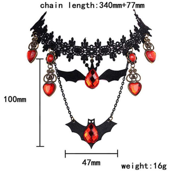 Halloween Bat Lace Necklace