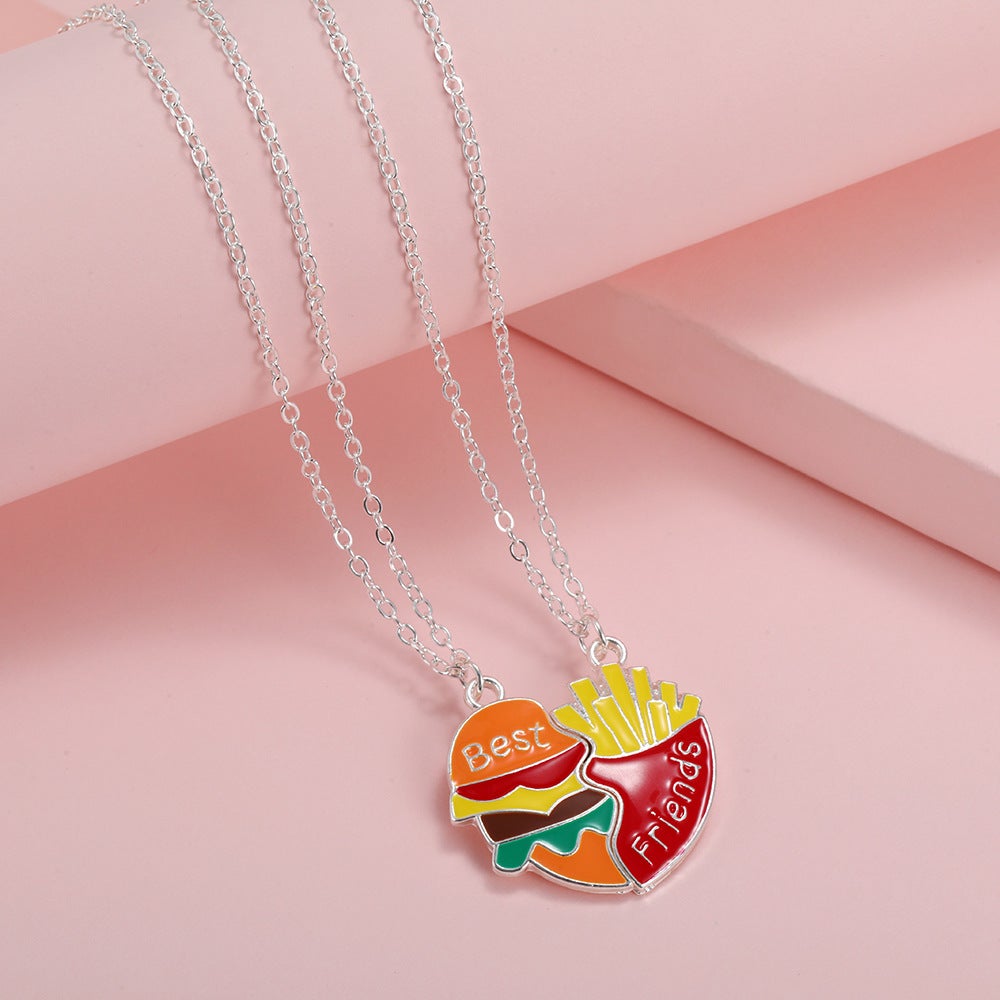 Hamburger Fries BFF Magnetic Necklace