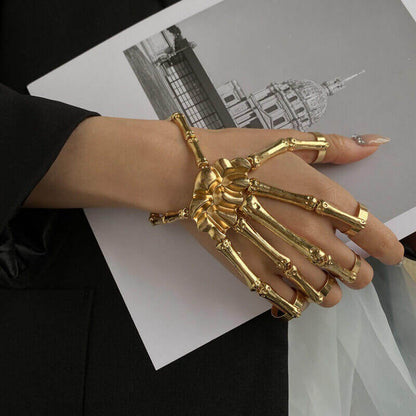 Hand Skull Skeleton Bracelet gold