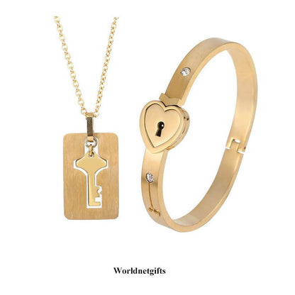 Lock bracelet key necklace for couples