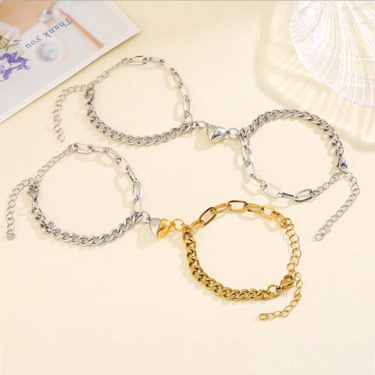 Silver and Gold magnetic couple bracelets