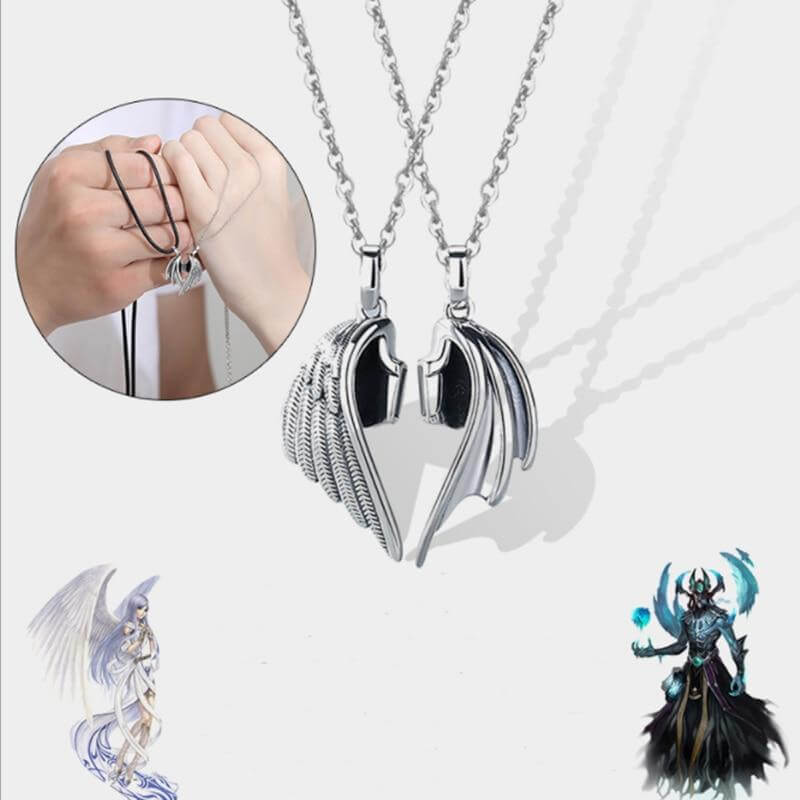 1 Pair Magnetic Angels And Demons Necklaces