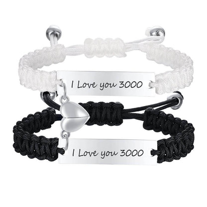 Magnetic Couple Bracelet Black and White Set