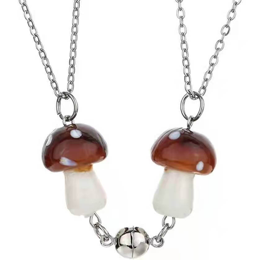 Magnetic Mushroom Friendship Necklaces Set of Two