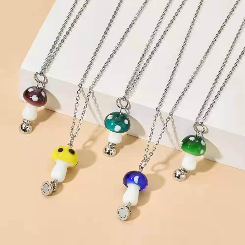 Magnetic Mushroom Friendship Necklaces Set of Two