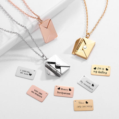 Personalized Text Message Envelope Necklace