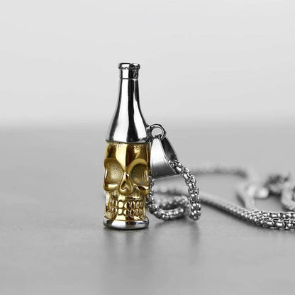 Skull Bottle beer Corkscrew Necklaces