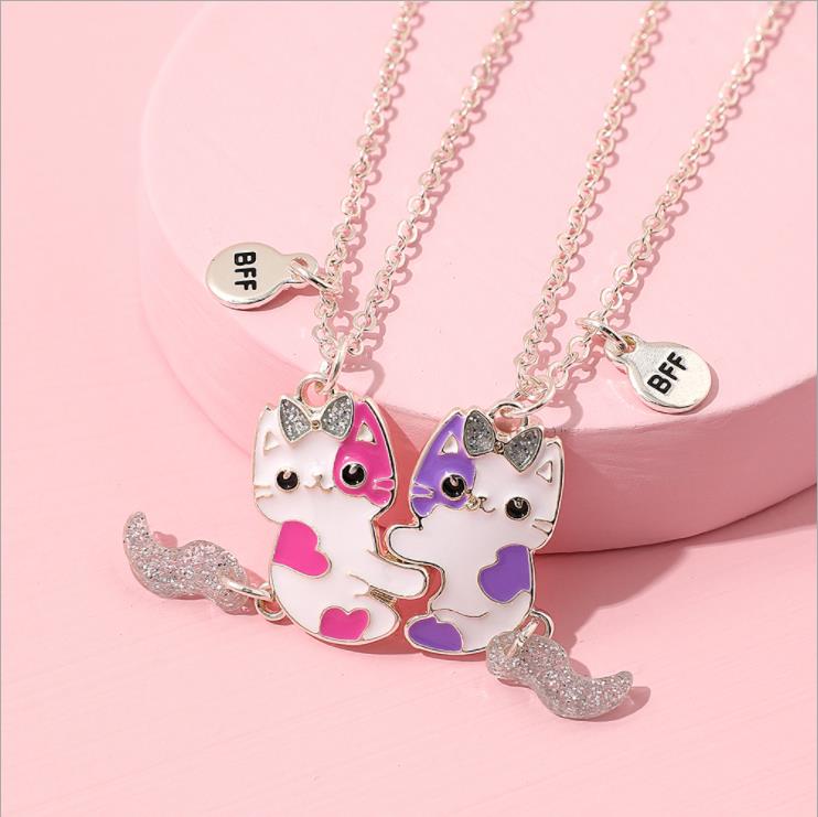 Tail Movable Cute Cat Magnet BFF Necklace