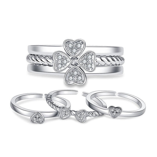 Three In One Four Leaf Clover Rings for BFF