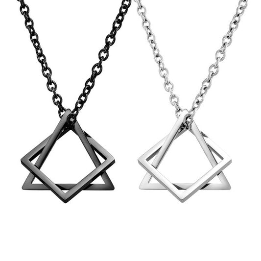 Triangle and Square Combination Necklace Couple Gift