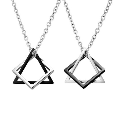 Triangle and Square Combination Necklace Couple Gift