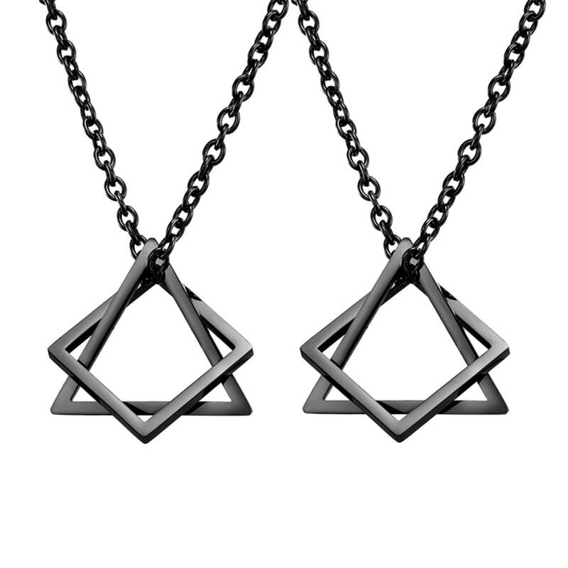 Triangle and Square Combination Necklace Couple Gift