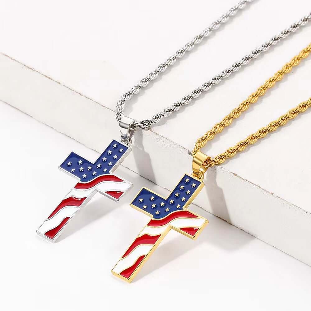 US Map Cross Matching Necklaces 2pcs