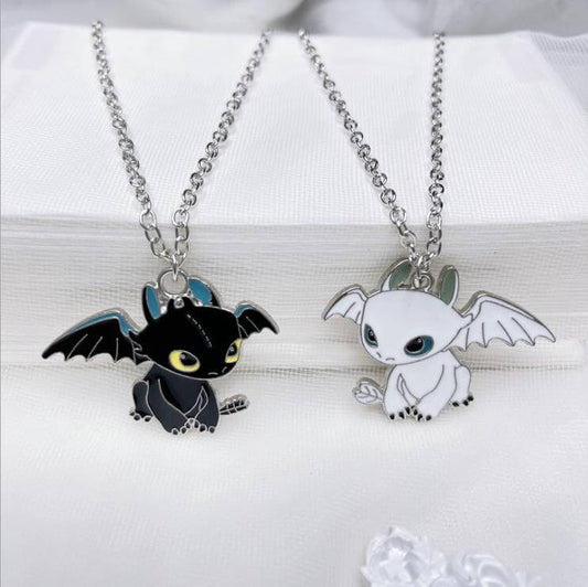 White Dark Dragon Trainer Necklaces Set
