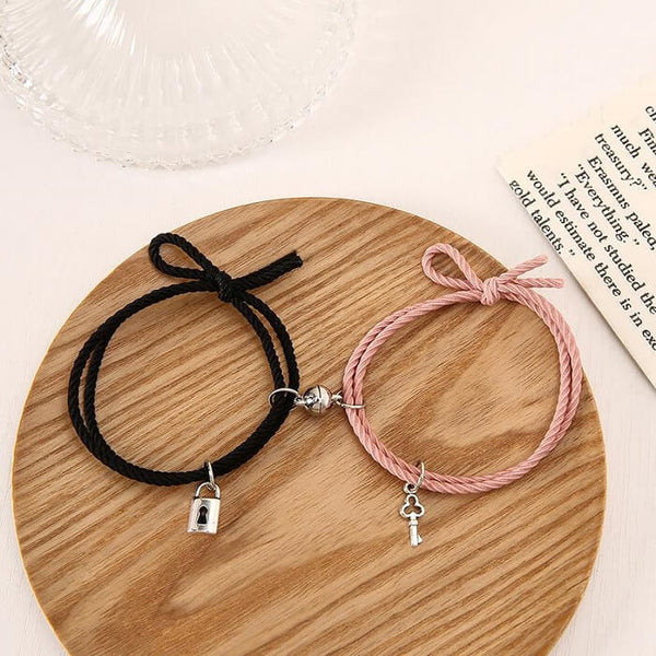 Friendship bracelets lock and key matching pair best friend bracelet set