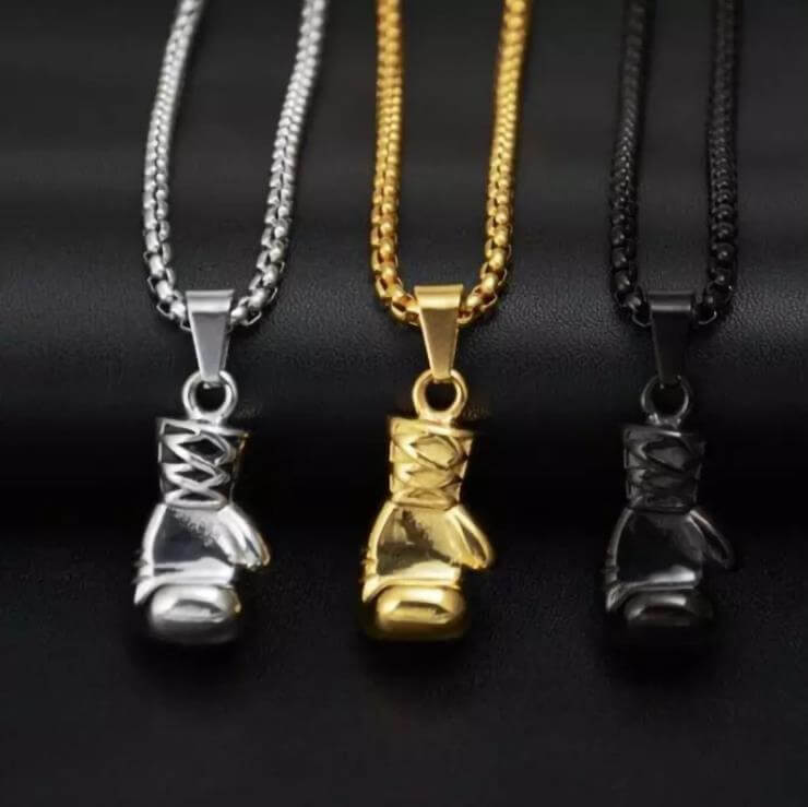 gold boxing glove necklace