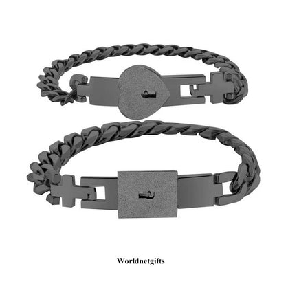 Lock and key bracelet set for couples