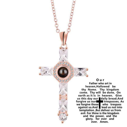 cross necklace with lords prayer