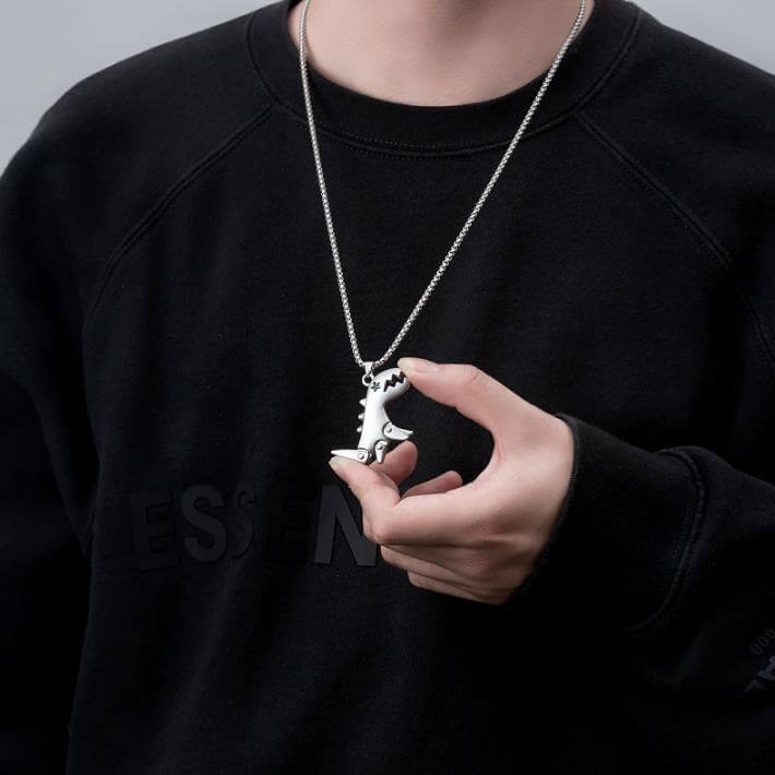 dino silver necklace